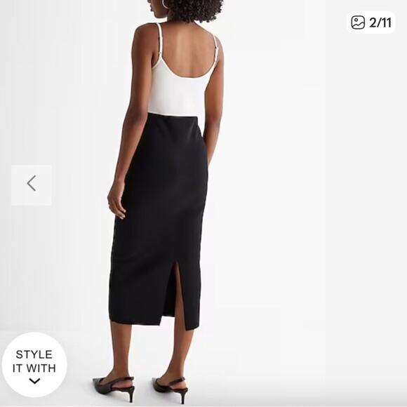 Express Body Contour Color Block V-Wire Sleeveless Midi Sweater Dress Size Large - Picture 2 of 14